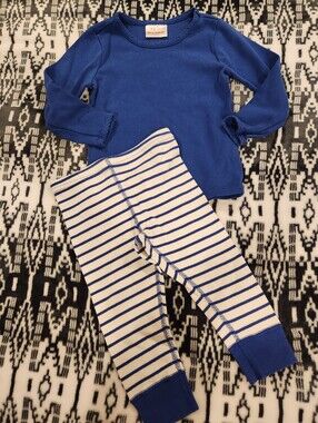Hanna Anderson Kids Blue Striped Pajama Set - Classic Comfort, Size 3T